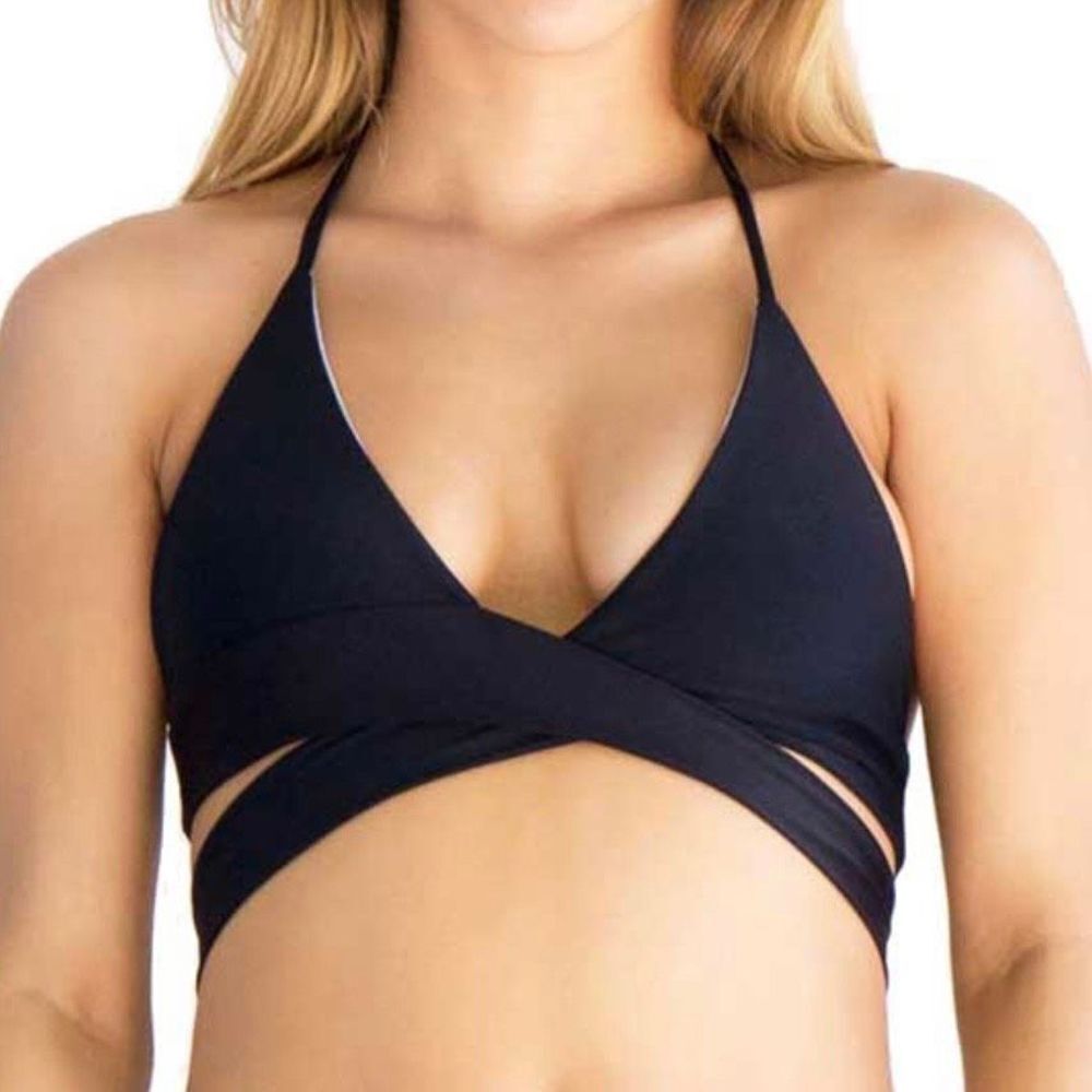 Nirvanic Swim Bikini‎ Fai Wrap Top in Black (L)